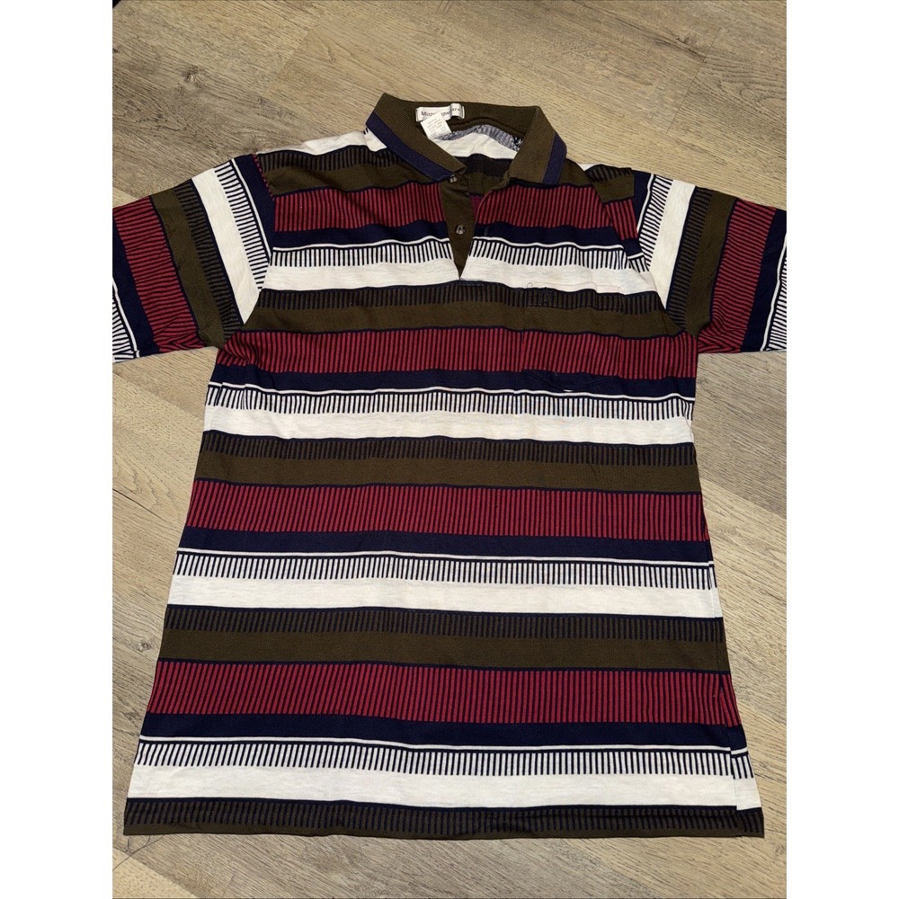 Vintage MunsingWear Penguin‎ Size L 90s Blue White Red Stripe Made USA Y2K RARE